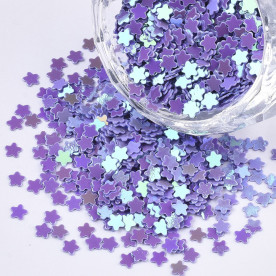 Набор пайеток, Неоновые звездочки, 3x3,1x0,4 мм, около 10 грамм