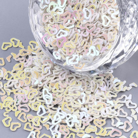 Набір паєток, Серденька, перламутр, близько 10 грам, від 1,6 до 4 мм, товщина 0,4 мм