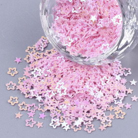 Набір паєток, Зірочки, рожевий, близько 10 грам, від 2,5 до 4 мм, товщина 0,4 мм