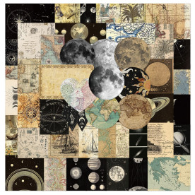 Набір наліпок Мапи та космос, водостійки, 4-7 см, 50 од,