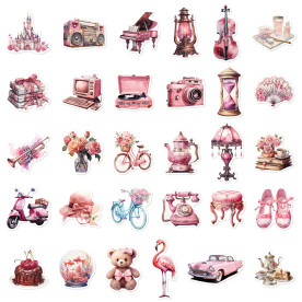 Набір наклейок Шеббі-шик у рожевих тонах, 4–5 см, 60 шт., водостійкі