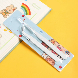 Набір пінцетів для рукоділля, білий, 12 см, зігнутий та прямий кінчик, 2 шт.