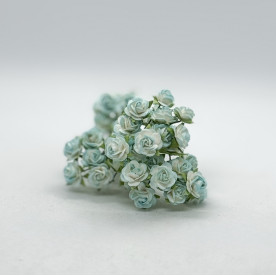 Набір трояндочок 10 мм, 10 шт, колір біло-бірюзовий