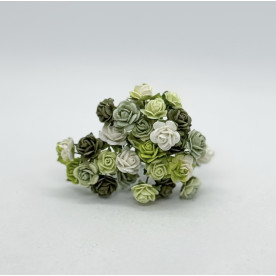 Набір трояндочок 15 мм, 10 шт, в зелених тонах