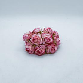 Набір трояндочок біло-рожевого кольору 30 мм, 5 шт