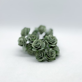 Набір трояндочок 25 мм, колір вінтажний зелений, 5 шт.