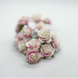 Набор розочек 25 мм, бело-розовый, 5 шт.