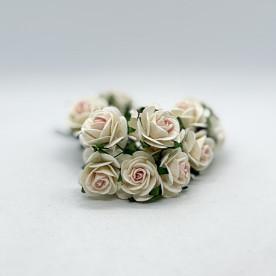 Набор розочек 25 мм, цвет белый с розовой серединкой, 5 шт.