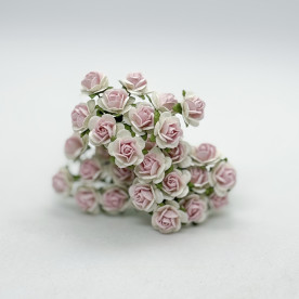 Набор розочек 15 мм, 10 шт, молочный с розовой серединкой