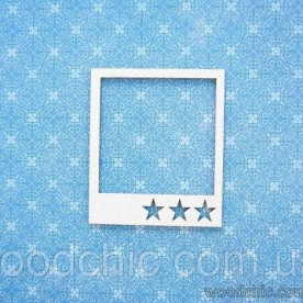 Чіпборд, рамка полароид з зірочками, Woodchic