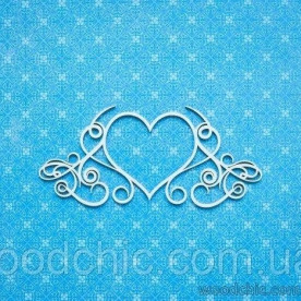 Чипборд, рамка Сердце с виньетками, Woodchic