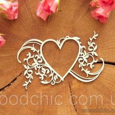 Чіпборд, Рамка серце в завитках горизонтальна, Woodchic