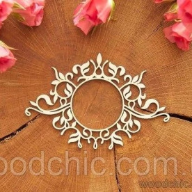 Чипборд, Рамка круглая с завитками , Woodchic