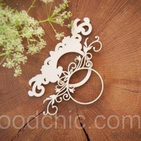 Чипборд, Рамка Круглая с завитком 3д, Woodchic