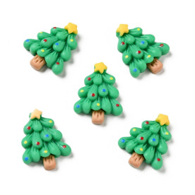 Об'ємний кабошон Зелена новорічна ялинка, 25х19х6 мм, 1 шт.