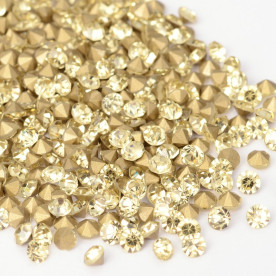 Набір страз Світле золото 3.8-3.9 мм, 20 шт, гострий кінець, золотий із зворотного боку
