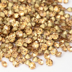Набор страз Светлый топаз 3.8-3.9 мм, 20 шт, острый конец, золотой с обратной стороны