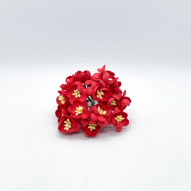 Набір декоративних квіток вишні червоного кольору, 5 шт.