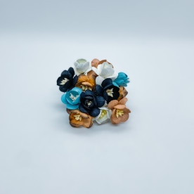 Набор декоративных цветков вишни в разных тонах коричнево-бирюзового цвета 5 шт.