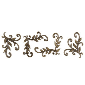 Металлические уголки, Листья, 4 шт, 4,5х5,5 см, золото, ScrapBerrys