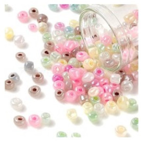 Набор бисера разноцветный в пастельных тонах, стекло, 4 мм, отверстие 1 мм, 50 шт.