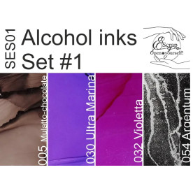 Набір алкогольних чорнил 10ml + розчинник 120ml Set #01, SES01, ScrapEgo