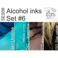 Набір алкогольних чорнил 10ml + розчинник 120ml Set #06, SES06, ScrapEgo