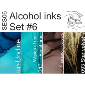 Набор алкогольных чернил 10ml + растворитель120ml Set #06, SES06, ScrapEgo
