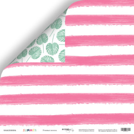 Аркуш двостороннього паперу 30x30 см Рожеві полоси Summer Scrapmir