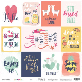 Аркуш одностороннього паперу 30x30 см Картки (En) Summer Scrapmir