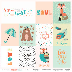 Лист одностороннього паперу 30x30 Картки Funny Friends, Scrapmir