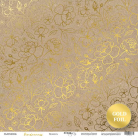 Лист одностороннього паперу крафт із золотим тисненням, Tenderness, 30x30 см, Scrapmir