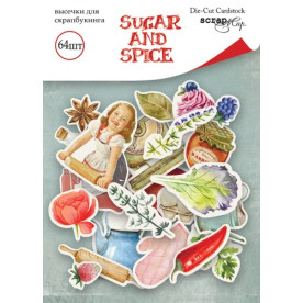 Набор высечек для скрапбукинга, Sugar and Spice, 64шт, 250г/м, Scrapmir