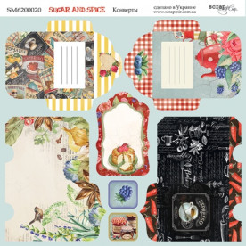 Лист двусторонней бумаги, Конверты, Sugar and Spice, 20х20см, Scrapmir