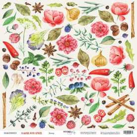 Лист одностороннього паперу, Декор, Sugar and Spice, 30x30см, Scrapmir