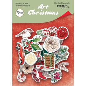 Набор высечек для скрапбукинга, Art Christmas, 70шт, 250г/м, Scrapmir