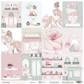 Лист односторонней бумаги, Карточки из коллекции La Creme, 30x30 см, Scrapmir