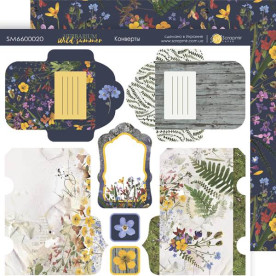 Лист двусторонней бумаги, Конверты, Herbarium Wild summer, 20х20 см, Scrapmir