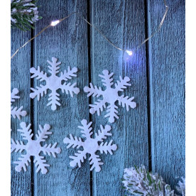 Снежинка из фетра, белый цвет, 5 см, толщина 1 мм