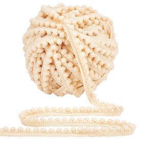 Тесьма с помпонами, цвет топленое молоко, 12 мм, помпон 6 мм, 90 см
