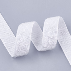 Декоративная нейлоновая лента с глиттером, белый, 10 мм, 90 см