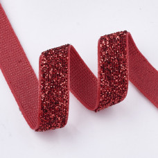 Декоративная нейлоновая лента с глиттером, красный, 10 мм, 90 см