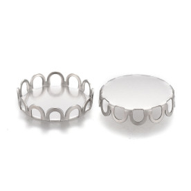 Основа под кабошон Круглая рамка с кружевными краями, цвет серебро, внутренний размер 12 мм