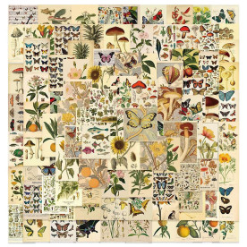 Набір наліпок Вінтажний природний світ, 4-7  см, 100 од., водостійки