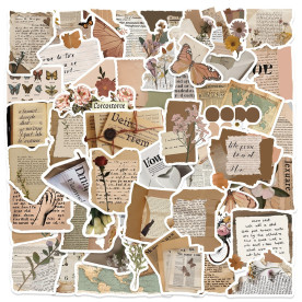 Набор наклеек Винтажная эфемера, 50 шт, 4-8 см