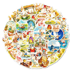 Набор наклеек, бумага, Заячьи приключения, размер 4-5 см, 50 шт