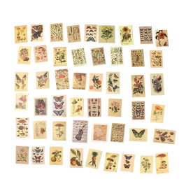 Набор наклеек Винтажные марки, растительный мир, 4-7 см, 50 штук, водостойкие