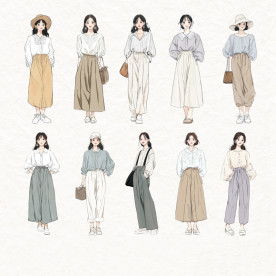 Набор наклеек Korean chic, пастель, бумага, 10 см, 10 штук