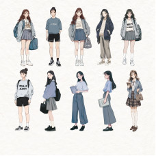 Набір наліпок Korean chic, блакитний, папір, 10 см, 10 штук