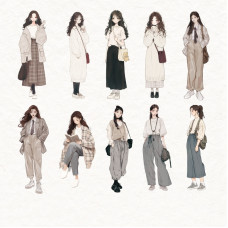 Набір наліпок Korean chic, бежевий, папір, 10 см, 10 штук